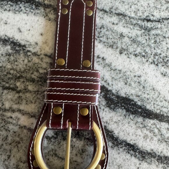 NWT faux leather woven wide belt size medium - Picture 2 of 7